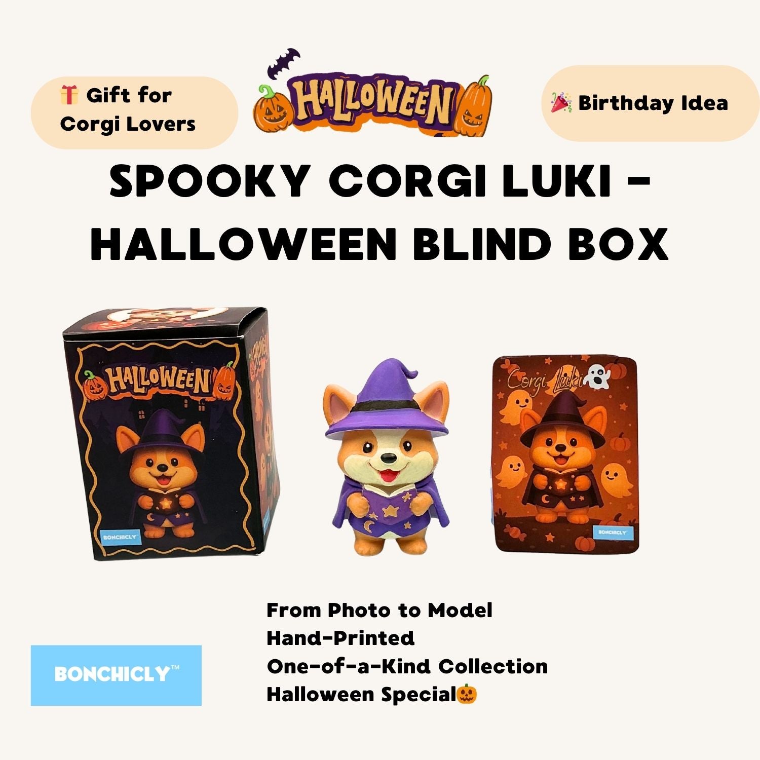 BONCHICLY™ Wizard Corgi – Halloween Collectible Toy Figure | Gift for Corgi Lovers