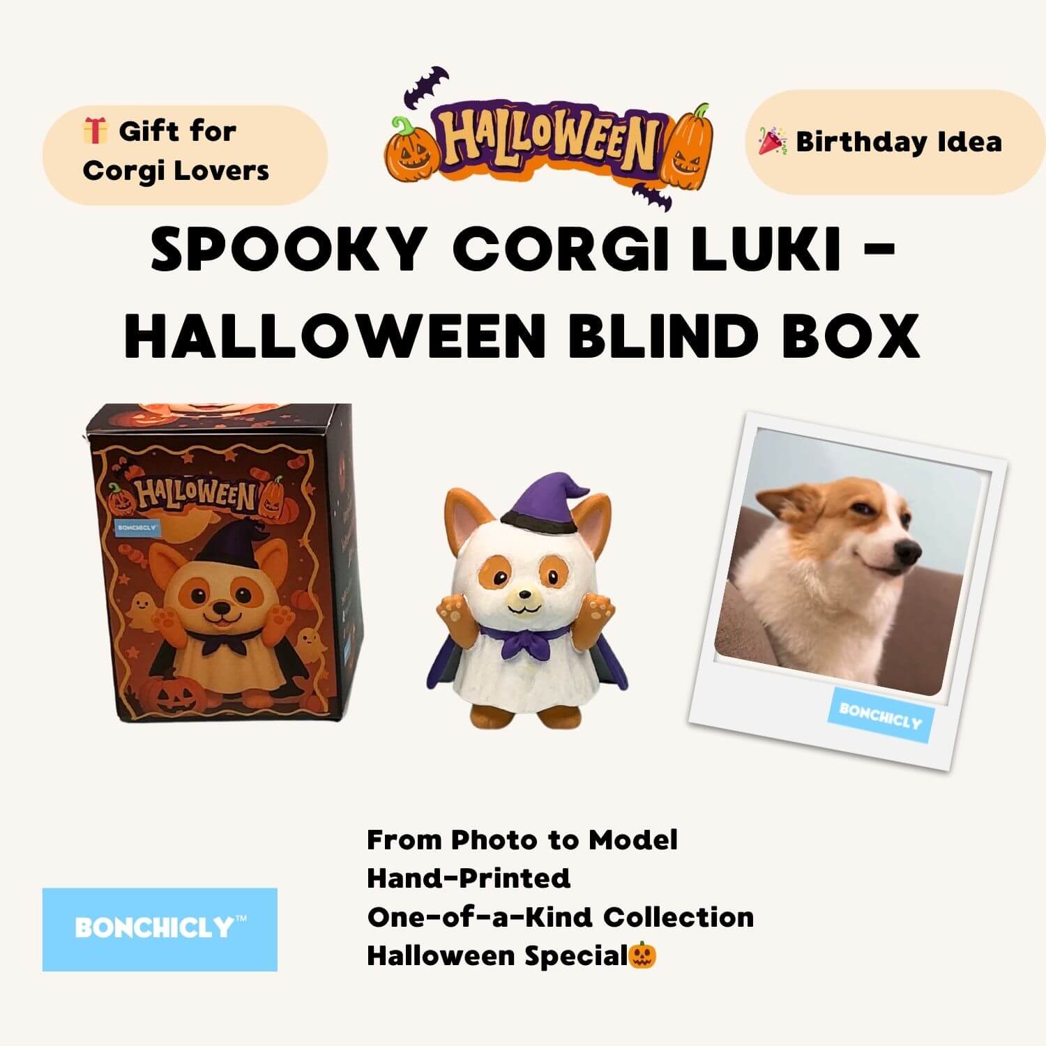 BONCHICLY™ Ghost Corgi – Halloween Collectible Toy Figure | Gift for Corgi Lovers