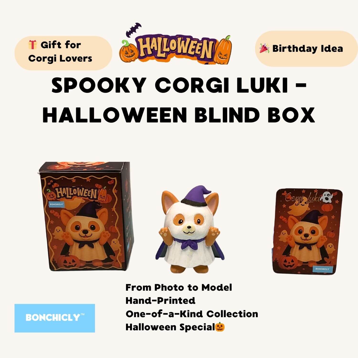 BONCHICLY™ Ghost Corgi – Halloween Collectible Toy Figure | Gift for Corgi Lovers