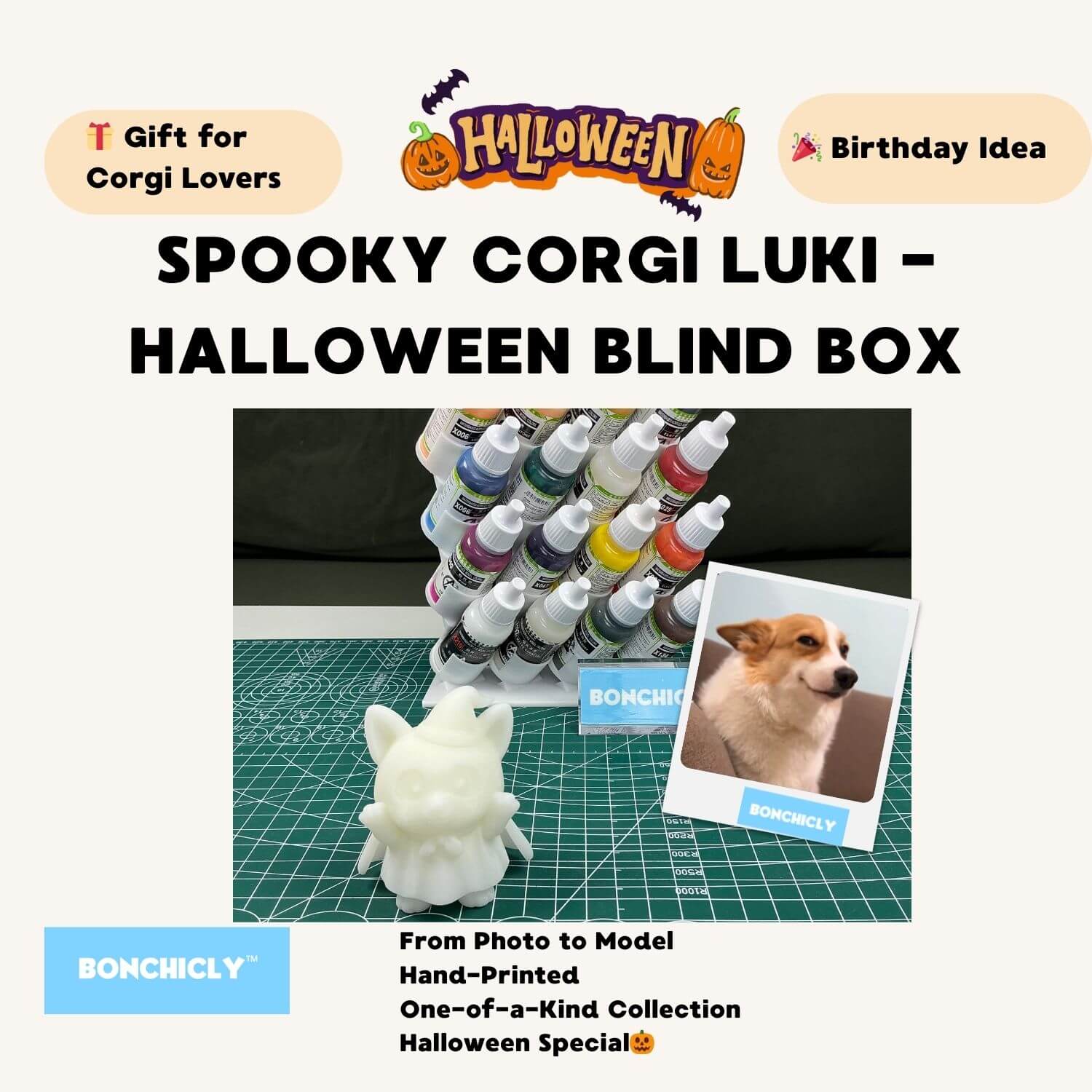 BONCHICLY™ Ghost Corgi – Halloween Collectible Toy Figure | Gift for Corgi Lovers