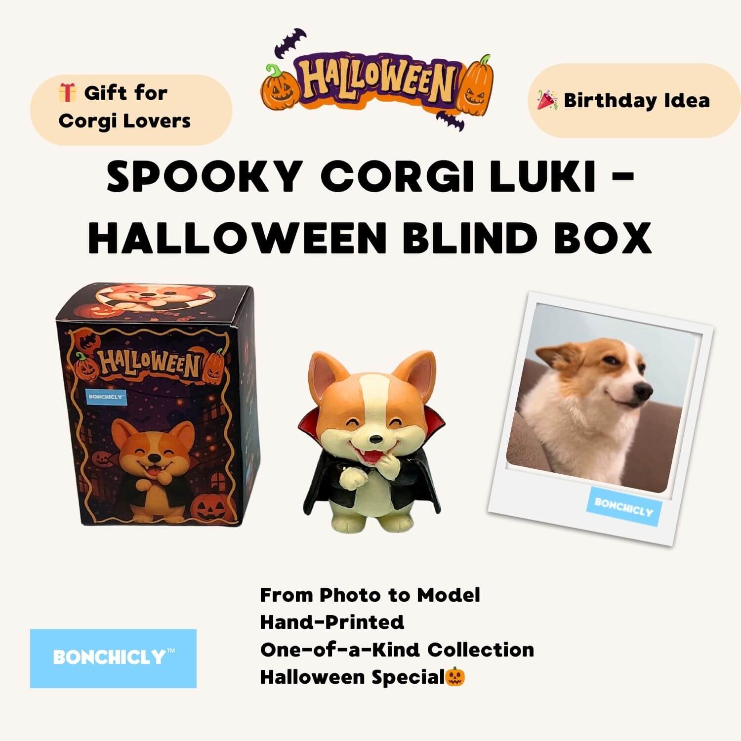BONCHICLY™ Vampire Corgi – Halloween Collectible Toy Figure | Gift for Corgi Lovers