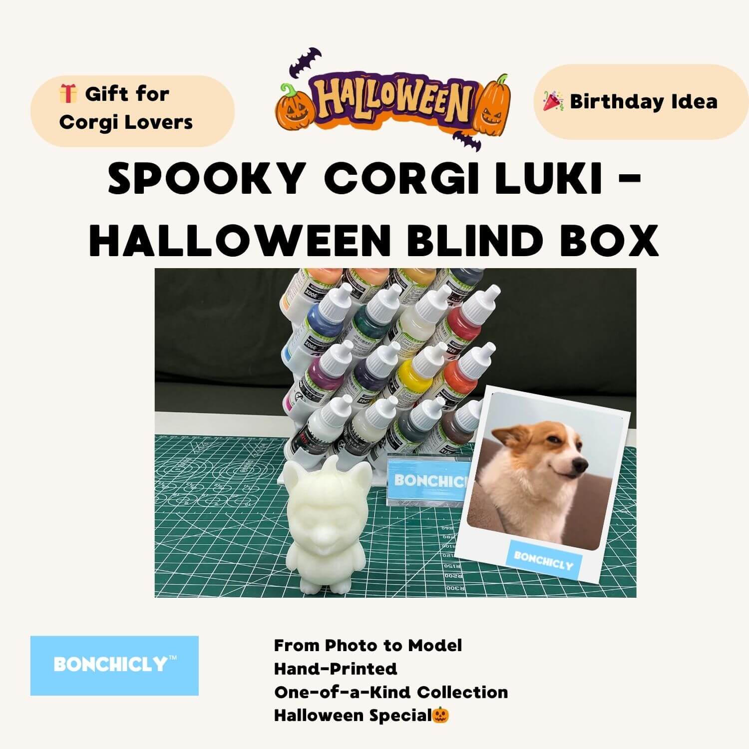 BONCHICLY™ Pumpkin Corgi – Halloween Collectible Toy Figure | Gift for Corgi Lovers