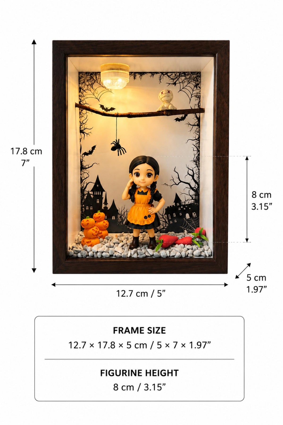 Personalized Halloween Figurine Gift | Custom Girl Memory Box | Halloween Keepsake Shadow Box | Unique Photo Gift