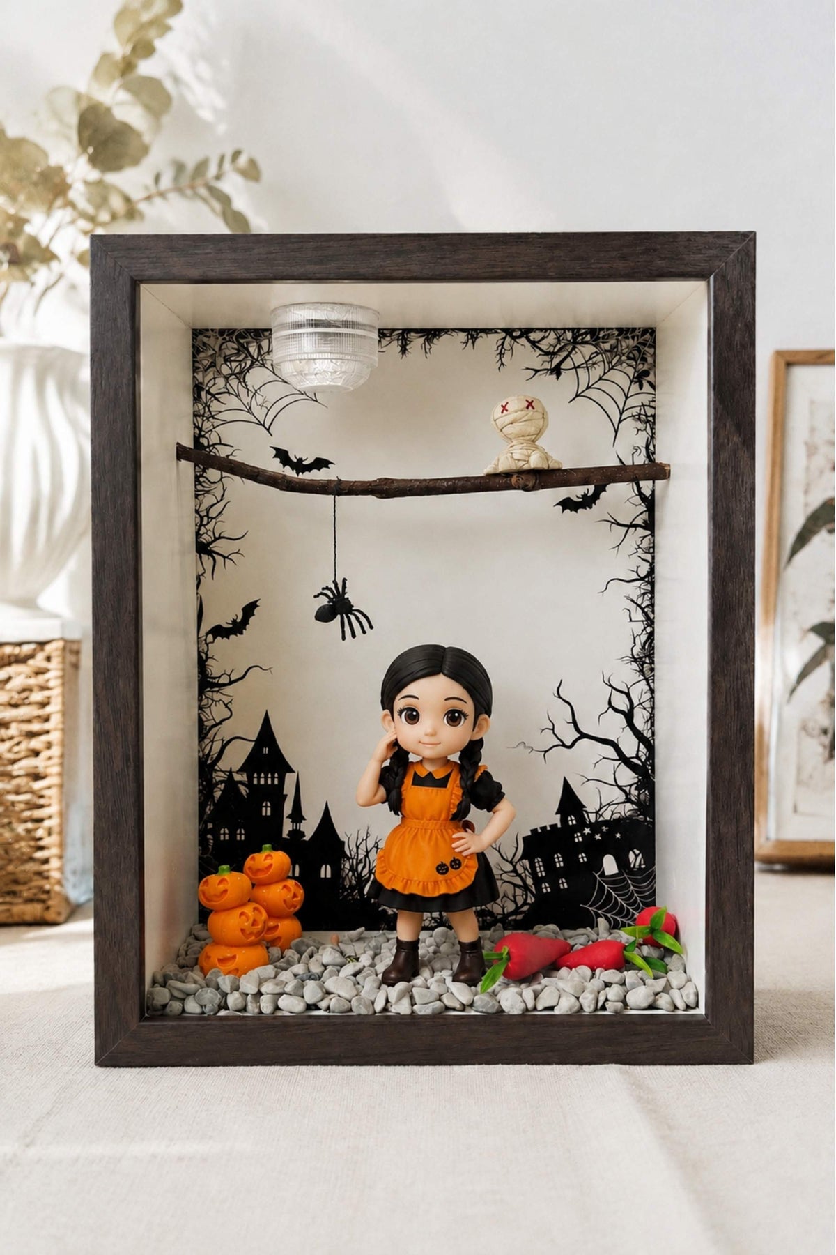 Personalized Halloween Figurine Gift | Custom Girl Memory Box | Halloween Keepsake Shadow Box | Unique Photo Gift