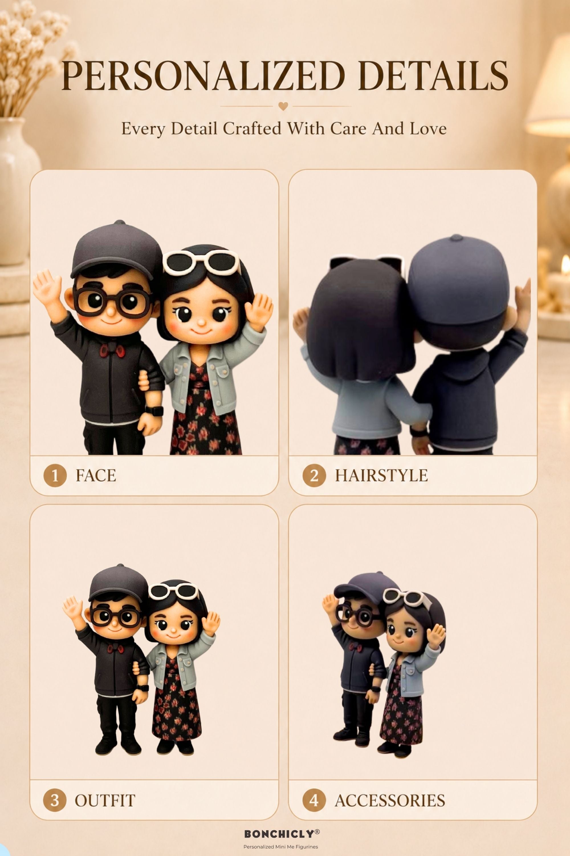 Custom Couple Figurine from Photo | Personalized Mini Me Gift | BONCHICLY®