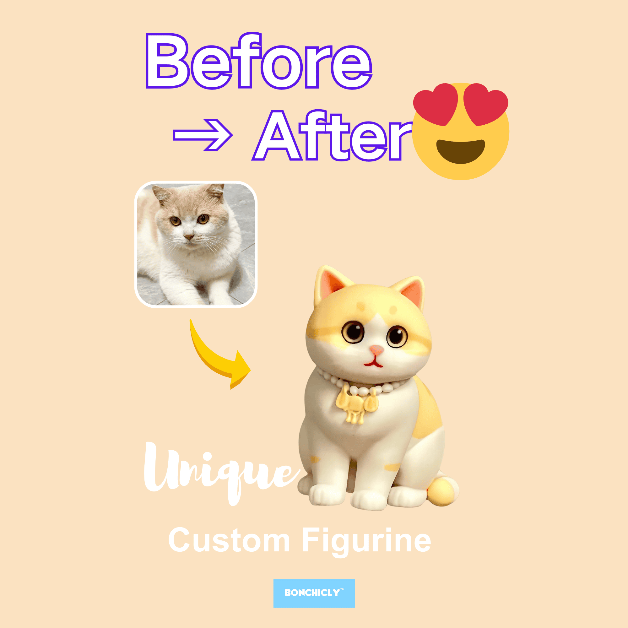 BONCHICLY™ Custom Cat Collectible Toy Figure – Turn Your Cat’s Photo Into a Collectible Pet Miniature!