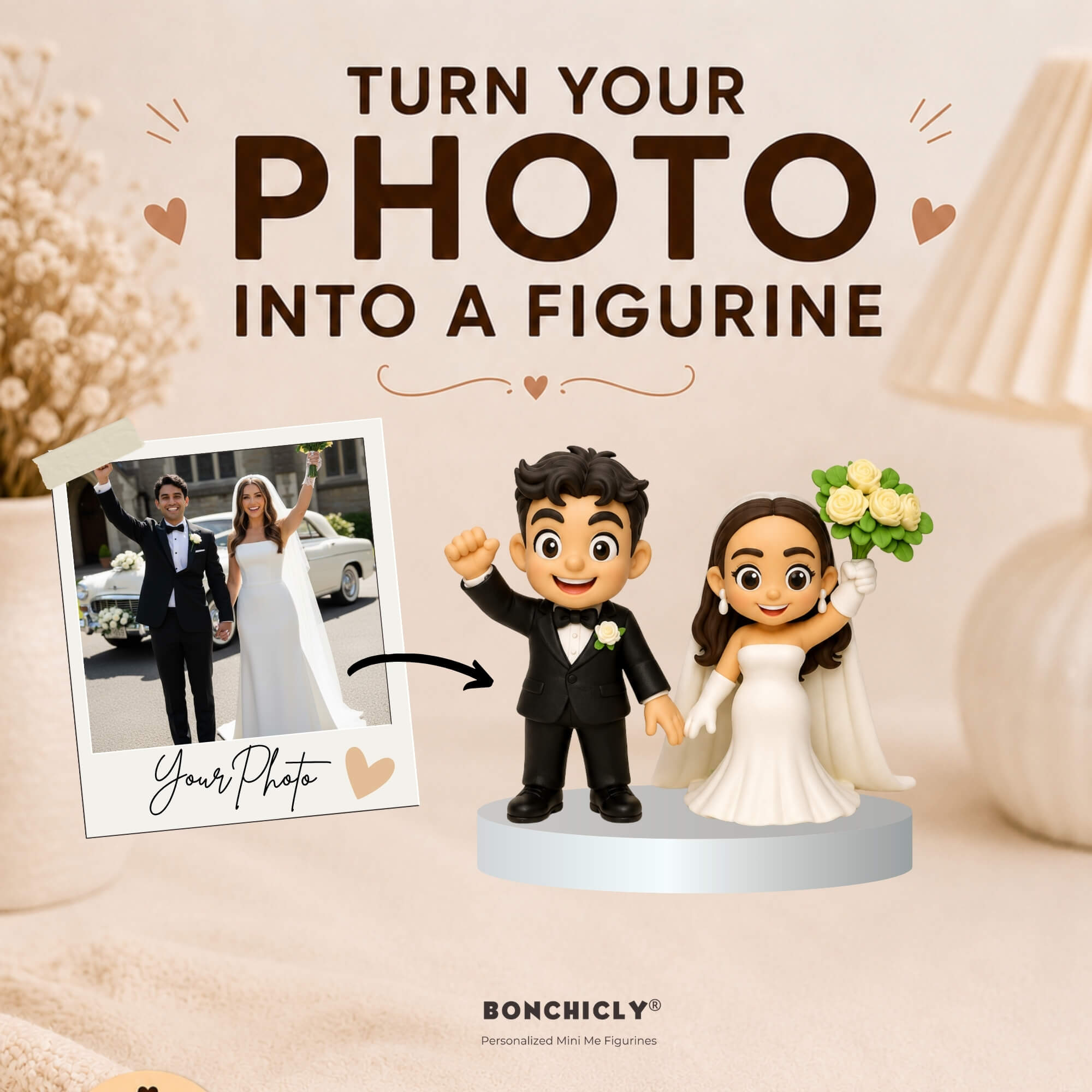 Custom Wedding Collectible Toy Figure from Photo | BONCHICLY™ Couple Figurines