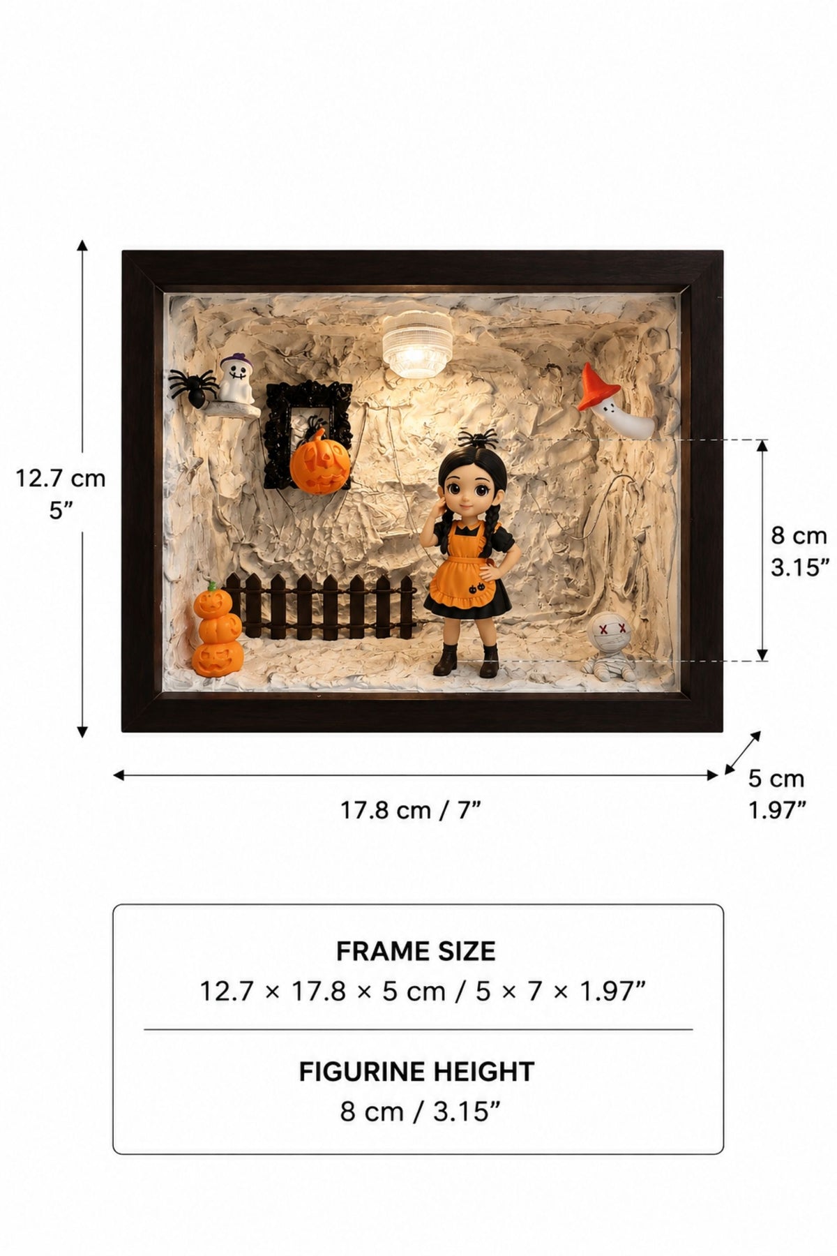 Personalized Halloween Decor | Halloween Girl Figurine Display | LED Shadow Box Decoration