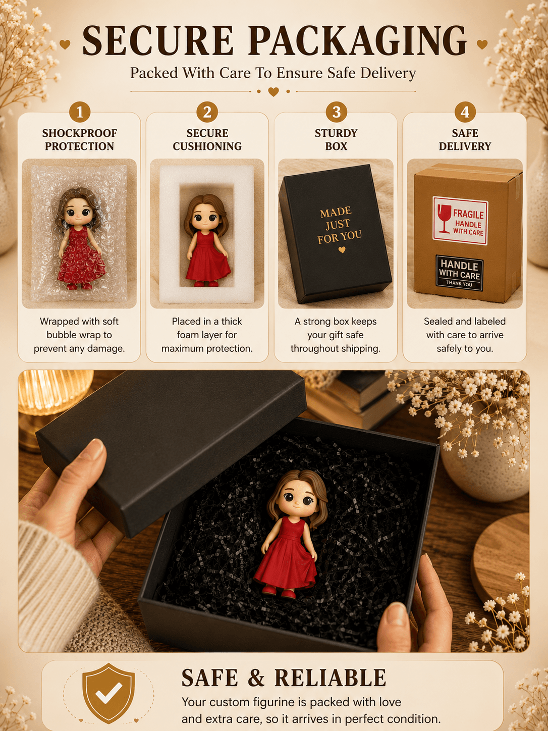 Custom Girl Figurine from Photo | Personalized Mini Me Gift | BONCHICLY®